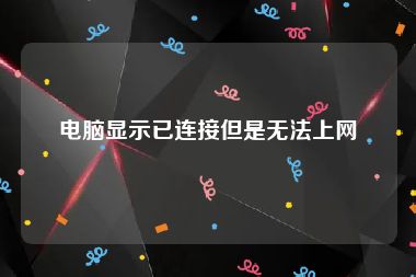 电脑显示已连接但是无法上网