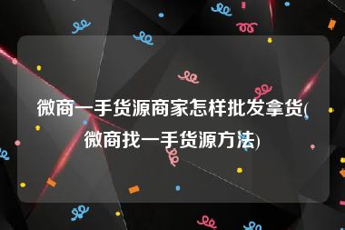 微商一手货源商家怎样批发拿货(微商找一手货源方法)