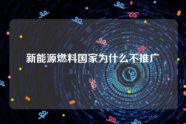 新能源燃料国家为什么不推广