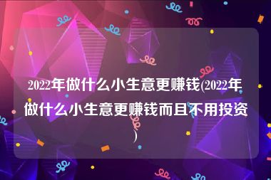 2022年做什么小生意更赚钱(2022年做什么小生意更赚钱而且不用投资)