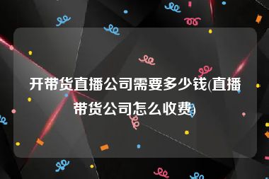 开带货直播公司需要多少钱(直播带货公司怎么收费)