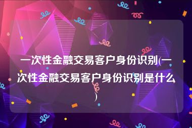 一次性金融交易客户身份识别(一次性金融交易客户身份识别是什么)