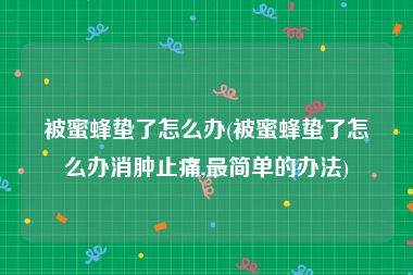 被蜜蜂蛰了怎么办(被蜜蜂蛰了怎么办消肿止痛,最简单的办法)