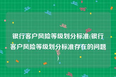 银行客户风险等级划分标准(银行客户风险等级划分标准存在的问题)