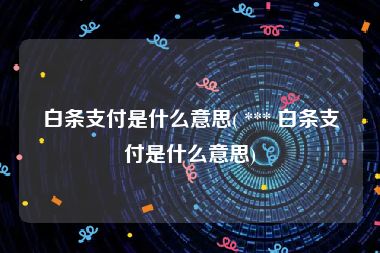 白条支付是什么意思( *** 白条支付是什么意思)