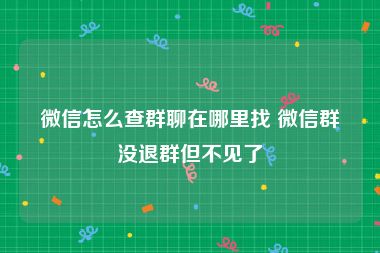 微信怎么查群聊在哪里找 微信群没退群但不见了