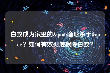 白蚁成为家里的"隐形杀手"？如何有效彻底根除白蚁？