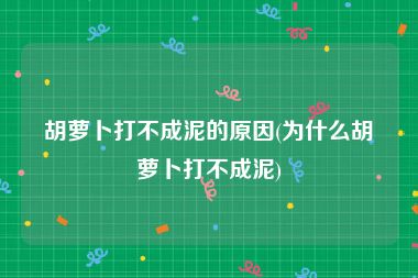 胡萝卜打不成泥的原因(为什么胡萝卜打不成泥)