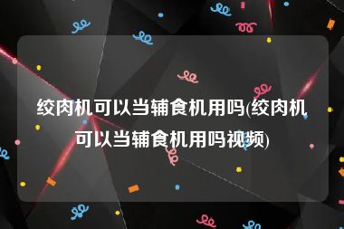 绞肉机可以当辅食机用吗(绞肉机可以当辅食机用吗视频)