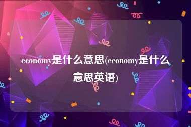 economy是什么意思(economy是什么意思英语)