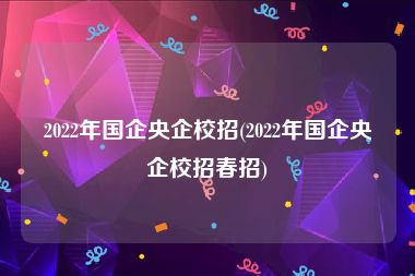 2022年国企央企校招(2022年国企央企校招春招)