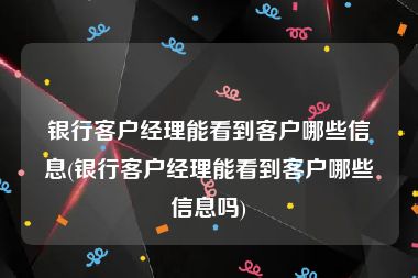 银行客户经理能看到客户哪些信息(银行客户经理能看到客户哪些信息吗)