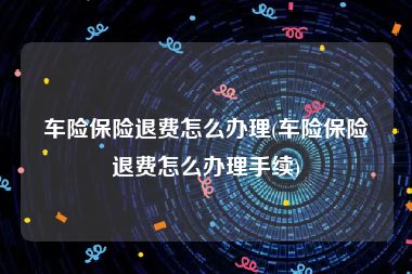 车险保险退费怎么办理(车险保险退费怎么办理手续)