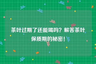 茶叶过期了还能喝吗？解答茶叶保质期的秘密！