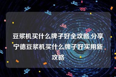 豆浆机买什么牌子好全攻略,分享宁德豆浆机买什么牌子好实用新攻略