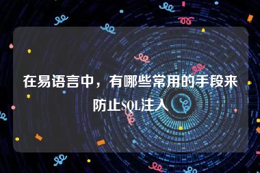 在易语言中，有哪些常用的手段来防止SQL注入