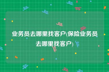 业务员去哪里找客户(保险业务员去哪里找客户)