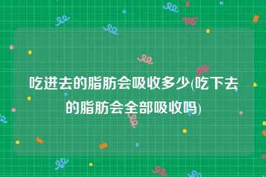 吃进去的脂肪会吸收多少(吃下去的脂肪会全部吸收吗)