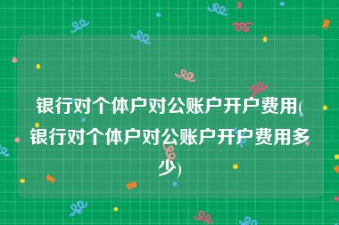 银行对个体户对公账户开户费用(银行对个体户对公账户开户费用多少)