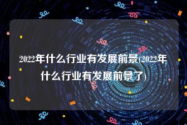 2022年什么行业有发展前景(2022年什么行业有发展前景了)