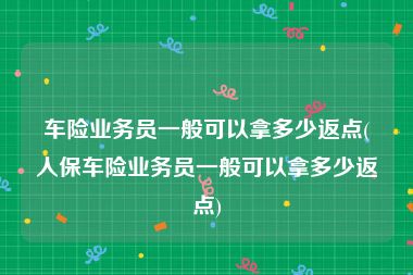 车险业务员一般可以拿多少返点(人保车险业务员一般可以拿多少返点)