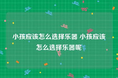 小孩应该怎么选择乐器 小孩应该怎么选择乐器呢