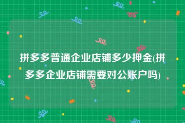 拼多多普通企业店铺多少押金(拼多多企业店铺需要对公账户吗)