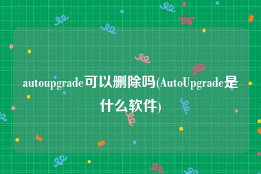 autoupgrade可以删除吗(AutoUpgrade是什么软件)