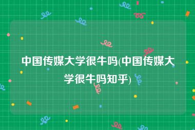 中国传媒大学很牛吗(中国传媒大学很牛吗知乎)