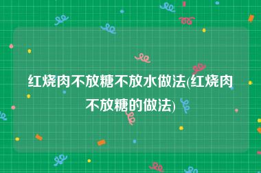 红烧肉不放糖不放水做法(红烧肉不放糖的做法)