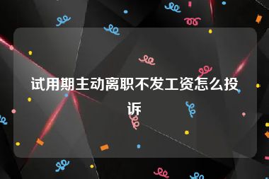 试用期主动离职不发工资怎么投诉