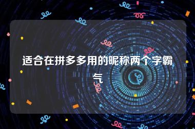 适合在拼多多用的昵称两个字霸气