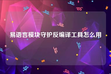 易语言模块守护反编译工具怎么用