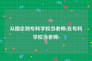 从国企到专科学校当老师(在专科学校当老师)