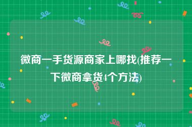 微商一手货源商家上哪找(推荐一下微商拿货4个方法)