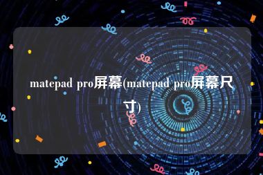 matepad pro屏幕(matepad pro屏幕尺寸)