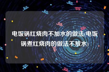 电饭锅红烧肉不加水的做法(电饭锅煮红烧肉的做法不放水)