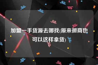 加盟一手货源去哪找(原来微商也可以这样拿货)