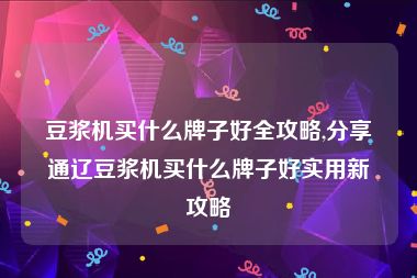 豆浆机买什么牌子好全攻略,分享通辽豆浆机买什么牌子好实用新攻略