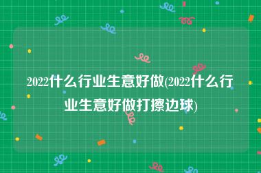 2022什么行业生意好做(2022什么行业生意好做打擦边球)