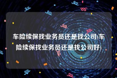 车险续保找业务员还是找公司(车险续保找业务员还是找公司好)