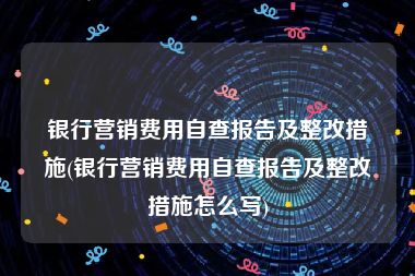 银行营销费用自查报告及整改措施(银行营销费用自查报告及整改措施怎么写)