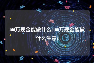 100万现金能做什么(100万现金能做什么生意)