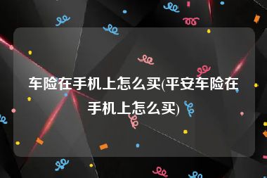 车险在手机上怎么买(平安车险在手机上怎么买)