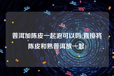 普洱加陈皮一起泡可以吗(直接将陈皮和熟普洱放一起)