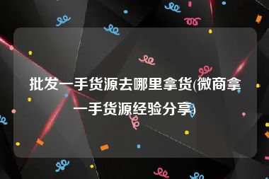 批发一手货源去哪里拿货(微商拿一手货源经验分享)