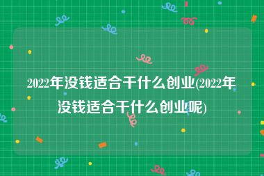 2022年没钱适合干什么创业(2022年没钱适合干什么创业呢)