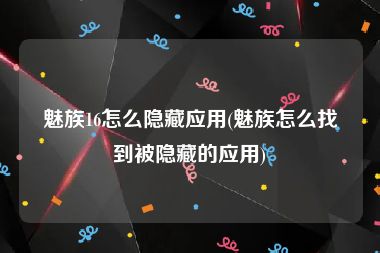 魅族16怎么隐藏应用(魅族怎么找到被隐藏的应用)