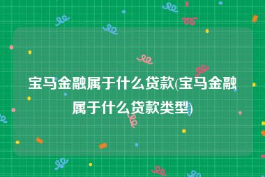 宝马金融属于什么贷款(宝马金融属于什么贷款类型)