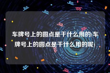 车牌号上的圆点是干什么用的(车牌号上的圆点是干什么用的呢)